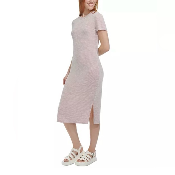 EUC Andrew Marc New York Ribbed Pinstripe Sports Midi Dress S - Picture 1 of 8